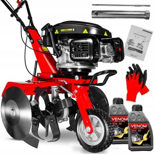 POTĘŻNA GLEBOGRYZARKA SPALINOWA SILNIK 166 CC NAPĘD 60 CM TALERZE STABILIZ.